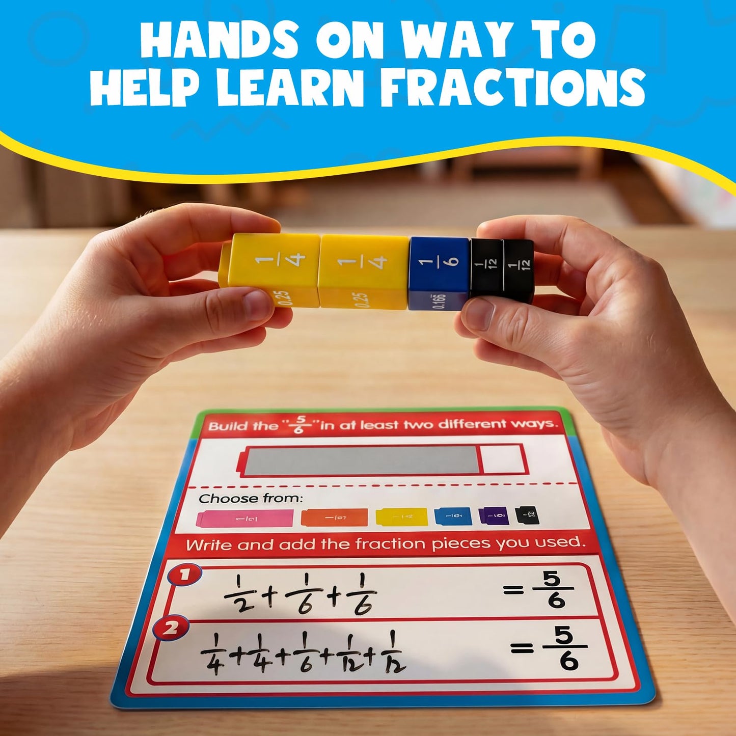 Aizweb Interlocking Fraction Manipulatives Cubes-Fraction Tiles Blocks,Equivalency Percent Decimals Cubes,Math Games Activity for Elementary Kids,Fraction Learning Tools Homeschool Classroom Supplies