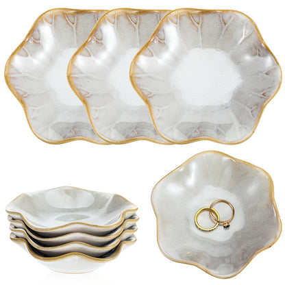 wutfuooo 8 Pcs Lotus Leaf Ceramic Ring Dish Jewelry Dish Holder Small Trinket Tray Plate for Earrings Necklaces Bracelet Key