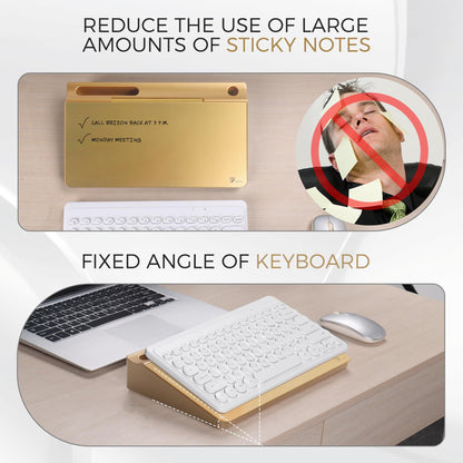 TOWON Small Compact Glass Desktop Whiteboard with Storage – 12 x 7 in Dry Erase Board for Desk, Home Office, School | Includes 5 Markers, Eraser & Holder | Space-Saving Organizer, Metallic Gold