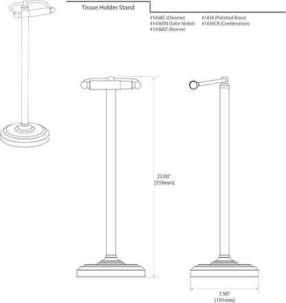 Gatco 1436SN Pedestal Toilet Paper Holder, Satin Nickel