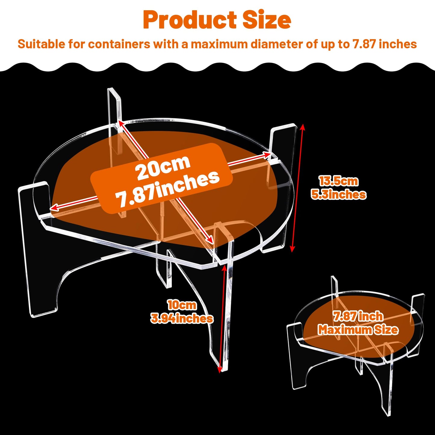 Omoojee Drink Dispenser Stand Acrylic Fit Max 7.87 Inch Diameter of Water Dispenser, Glass Jar, For Home, Party, and Catering Beverage