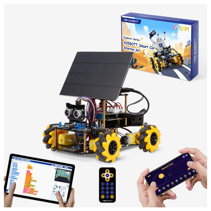 Robotics Kit for Kids Ages 8–12,ACEBOTT STEM Robot Car with Solar Powered,Compatible with Arduino & Scratch,STEM Toys for Boys Ages 8–12,App & Remote Control,Programmable ESP32, for Boys and Girls