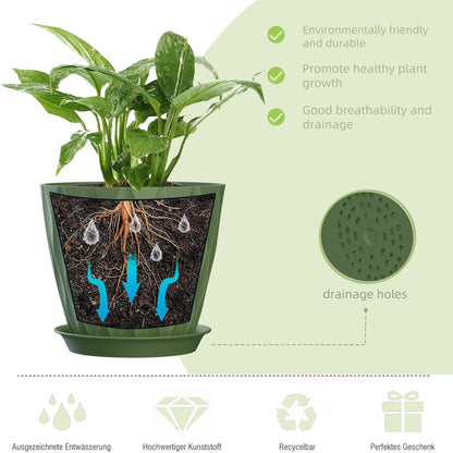 SQKH 7 Inch Plant Pots 5 Pack, Flower Planters with Drainage Holes and Trays,Plastic Pots for Indoor Outdoor Plants,Multicolor