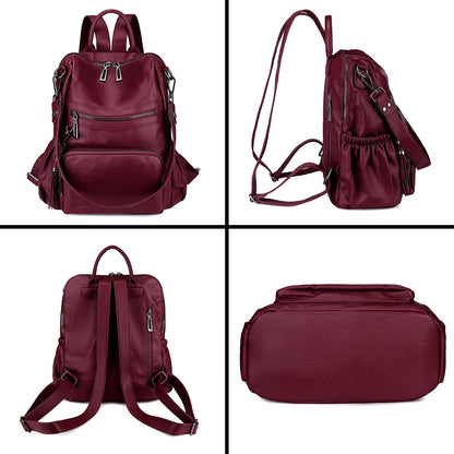 Uromee Travel Backpack Purse for Women Vegan Leather Ladies Fashion Tassel Shoulder Bag Convertible