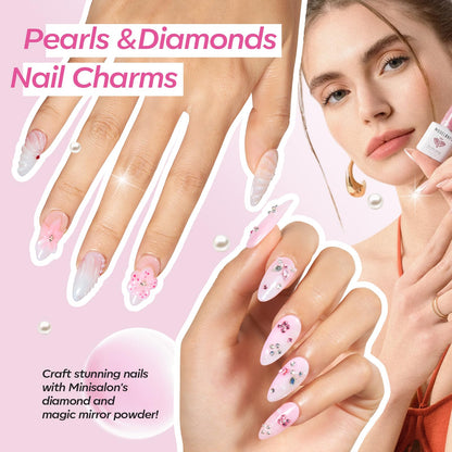 Modelones Gel Nail Polish Kit with UV Light, Milky White Nude Glitter Pink Red Gold Fall Metallic Manicure Set with Base Top Coat Star Stickers 4 Colors Gel Mini Salon Nail Art Gift for Women Girl