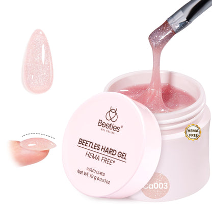 Beetles Hema Free Hard Gel for Nails,2.12 oz 9 in 1 Hard Gel for Nail Extension & Strengthening Broken Nail Repair with Flat Brush 100 Pcs Nail Forms UV LED Lamp Cured Salon Nail Technicians Women