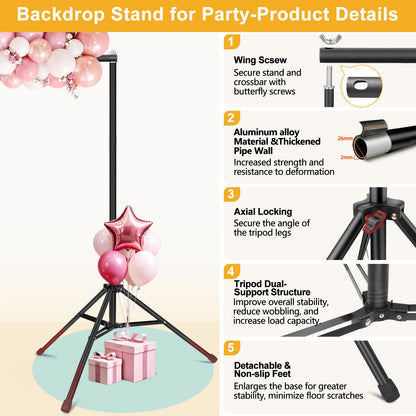Backdrop Stand 10x7ft(WxH)- 7 Widths Photo Studio Adjustable Background Stand Support kit with Clamps,Carrying Bag for Party, Photo Booth, Banner, Events Decoration, Wedding, Photography