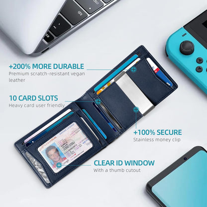 Zitahli Airtag-Wallet-Mens-Slim-RFID Blocking Wallet Leather with Money Clip Air Tag Wallet Card Holder Bifold Gifts for Men