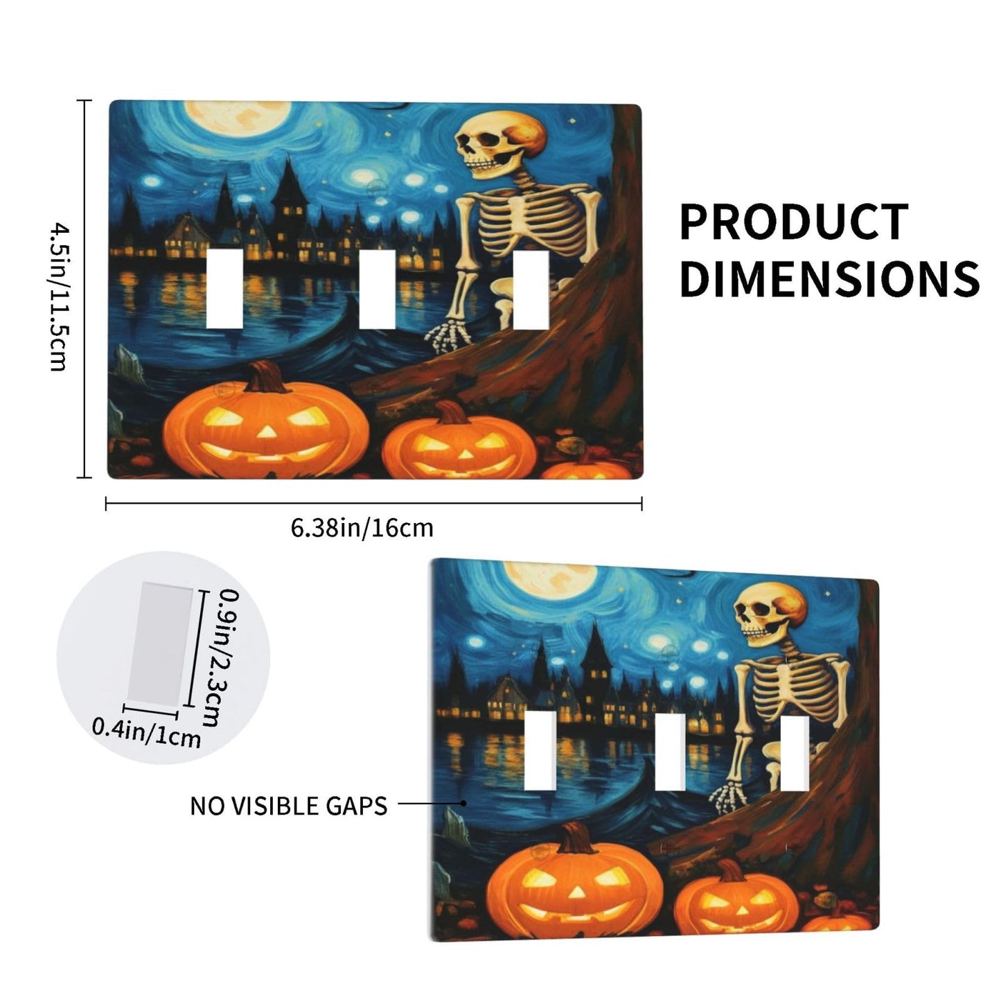 HLCoChT Decorative Art Light Switch Covers Pumpkin - lit Halloween Eve Switch Plate 3 Gang Triple Toggle Wall Plate Decorative Switch plate Electrical Faceplate