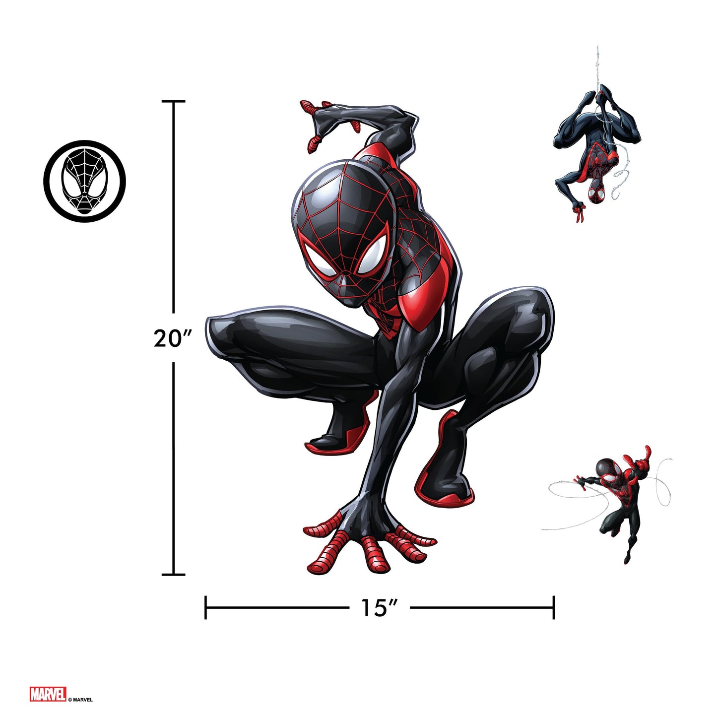 Wall Palz Marvel Miles Morales Wall Decal - 20" Augmented Reality Spider-Man Bedroom Decor Peel and Stick Vinyl Wall Stickers