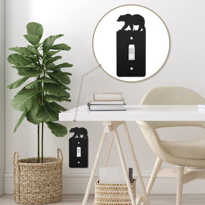 Kingdder 12 Pcs Metal Bear Light Switch Cover Moose Tree Mountain Elk Black Light Switch Plate Forest Outlet Toggle Wall Plate Cover for Home Single Gang Socket(Vintage Style)