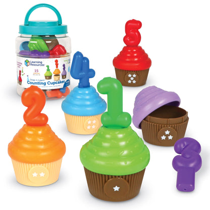 Learning Resources Counting Cupcakes - Number and Color Recognition Skills, Kitchen Play Food for Kids, Fine Motor Skills, Matching Toys, Homeschool, Birthday Gifts for Boys and Girls