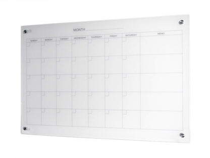Audio-Visual Direct Magnetic Glass Dry Erase Board Set (3' x 2', Calendar Ultra White) for Wall - Monthly Planner