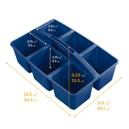 ECR4Kids 6-Compartment Large Plastic Caddy, Multipurpose Organization, Earthtone, 6-Pack