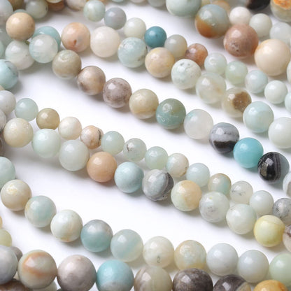 45PCS 8MM Natural Amazonite Beads Round Loose Stone Beads for Jewelry Making DIY Energy Stone Healing Power Bracelet 15"