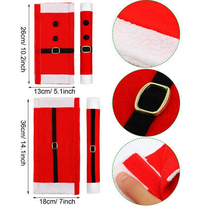 Boao 6 Pieces Christmas Refrigerator Door Handle Covers Kitchen Appliance Handle Covers Santa Belts Handle Decorations for Christmas Fridge Microwave Oven Dishwasher Handle Protector(Buckle Style)