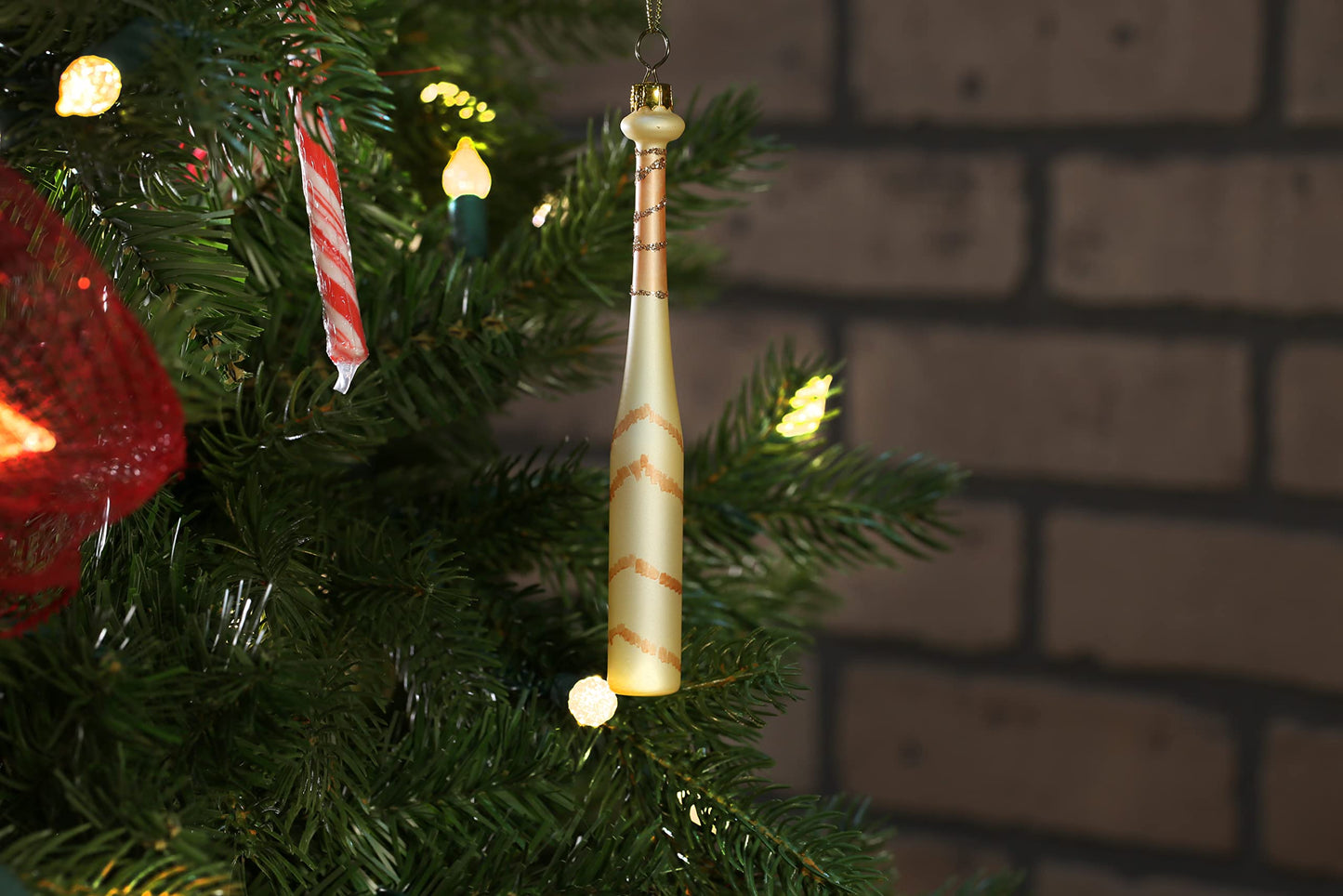 North Star Christmas | Baseball Bat Glass Ornament | Entertainment Collection