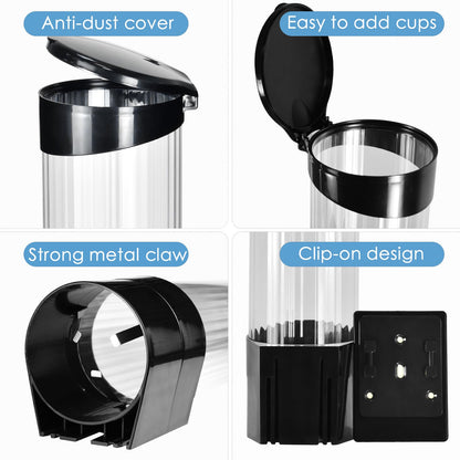 Samhe Cup Dispenser Water Dispenser Cup Holder Pull Type Paper Automatic Remover 7oz - 12oz Cone or Flat Bottom Cups for Home Office Hospital (Black, Large)