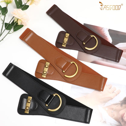 JASGOOD Women's Vintage Stretchy Waist Belt Elastic Wide Waistband for Dresses