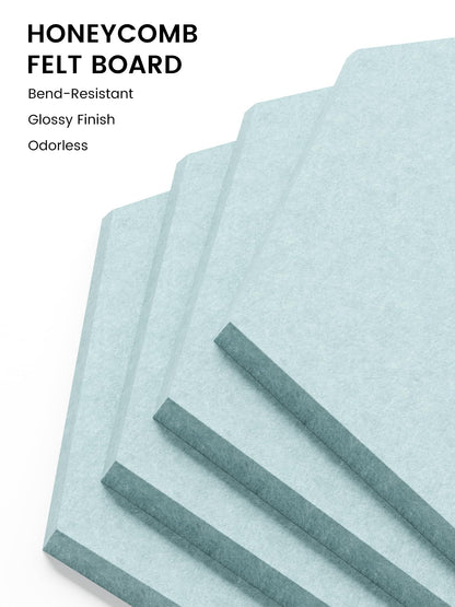 Fluxynara Hexagon Cork Board Alternative for Walls Decor-8-Pack Felt Bulletin Board Tiles,with 30 Pushpins,50 Adhesive Tabs for Office,Classrooms & Home Pin Board Felt Board-Teal Blue