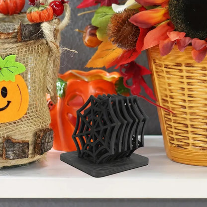 Wooden Hollow net Coaster Stand, Black, Decorated Halloween Table Decoration (6 Pieces)