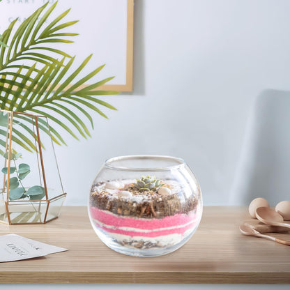 SECFOU 2pcs 15cm Glass Vase Hydroponic Plant Holder Decorative Desktop Flower Pot for Home Office Fish Tank Terrarium Bowl