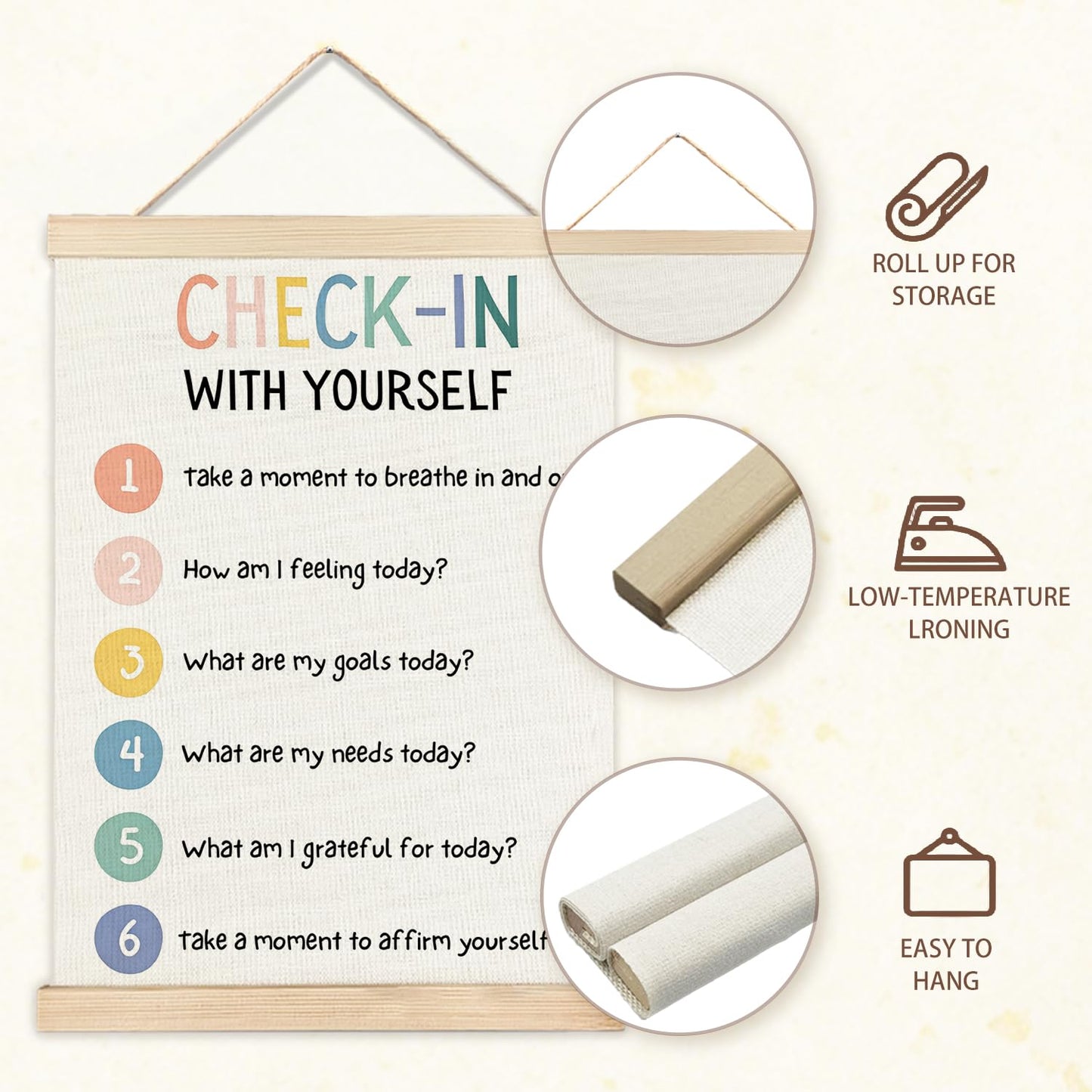 IAFQWDS 54321 Grounding Technique Mental Health Wall Art Hanging Poster Framed, Check in With Yourself CBT Wall Decor Prints for Classroom Therapy Counselor Psychologist Office, 12x16 Inch Set of 2