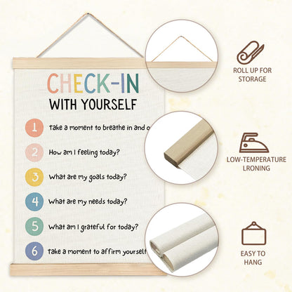 IAFQWDS 54321 Grounding Technique Mental Health Wall Art Hanging Poster Framed, Check in With Yourself CBT Wall Decor Prints for Classroom Therapy Counselor Psychologist Office, 12x16 Inch Set of 2