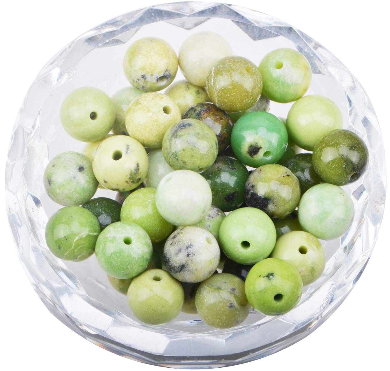 80Pcs Natural Crystal Beads Stone Gemstone Round Loose Energy Healing Beads with Free Crystal Stretch Cord for Jewelry Making (Australian Chrysoprase, 10mm)