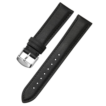 Afany Leather Watch Band 22mm for Men and Women, Quick Release Watch Strap, Black Replacement Watchband