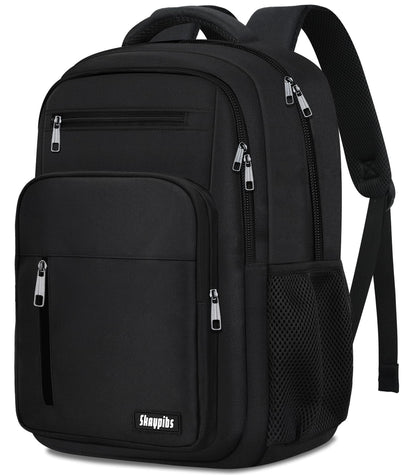 Backpack for Women Men, School Backpack for Boys Girls Teens, 17.3 Inch Laptop Backpack with Reinforced Straps, College Middle High School Bookbag, Water Resistent Business Mochila para hombre, Black
