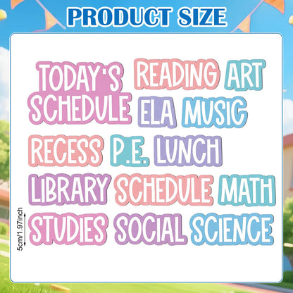 AmazingSpark 12 Pcs Class Subjects Magnets Pastel Classroom Daily Schedule Magnets Reusable Today's Schedules Labels Dry Erase Label for Whiteboard Bulletin Board Decor School Elementary Organization