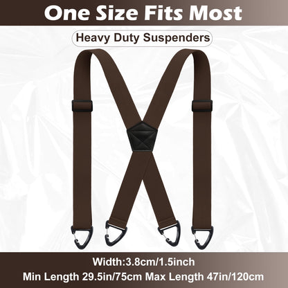 Sintege X Back Hidden Suspender Heavy Duty Work Suspenders 1.5 Inches Hook Suspenders Under Clothing for Men Women(Brown)