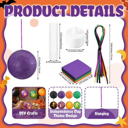 Simgoing 12 Sets Halloween Crafts with LED Candlelight DIY 3D Tissue Paper Lantern Hanging Decoration Suncatchers Lanterns Craft Kits for Halloween Party Decors Home Activity