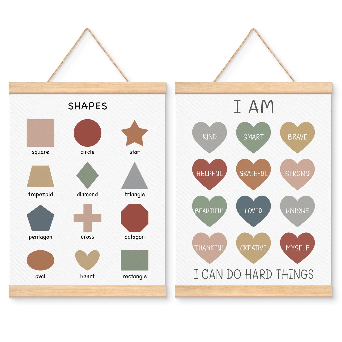 EliteSign Educational Preschool Learning Posters, Shapes Poster for Toddlers, Self-encouraged Banner Wall Hanging Posters Decor for Classroom Playroom Nursery Kids Room, 12x17 Inch Set of 2