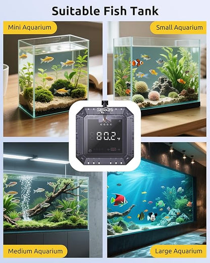 Aquarium Thermometer Submersible, Digital Fish Tank Thermometers with USB for GlassTank, Aquariums Temperature Gauge ±1℉ Accurate, Suitable for Fish, Turtle, Saltwater or Freshwater, 6.56ft Power Cord