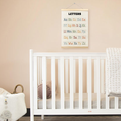 TLESKE Boho Classroom Alphabet ABC Chart Poster Hanger Frame, Homeschool Hanging Wall Art Decor for Toddler Kids Room Nursery Playroom, Preschool Prek Learning Educational Poster Print Banner, 12x16