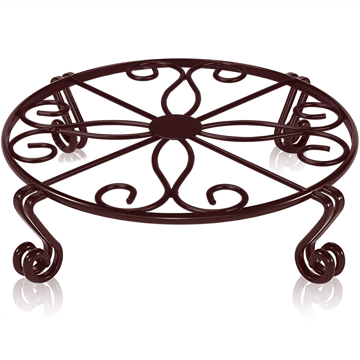 Autopromake Brown Plant Stand for Flower Pot Heavy Duty Potted Holder Indoor Outdoor Metal Rustproof Iron Garden Container Round Supports Rack for Planter Bronze, Pumpkin Stand Outdoor
