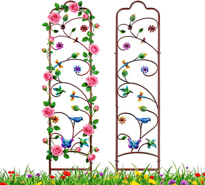 2 Pack Garden Trellis for Climbing Plants, Metal Decorative Vegetables Flowers Vines Fence Trellis for Outdoor Patio 60'' H x 11'' W