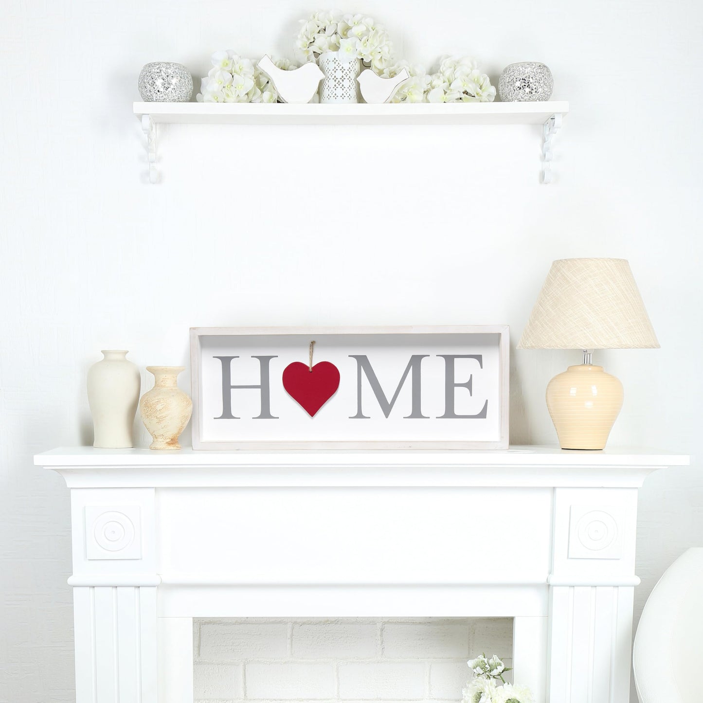 Elegant Designs HG1031-WGY 23" Home Sweet Swap Farmhouse Frame with 12 Seasonal Ornaments, Freestanding or Wall Mountable, White Wash, Gray Text