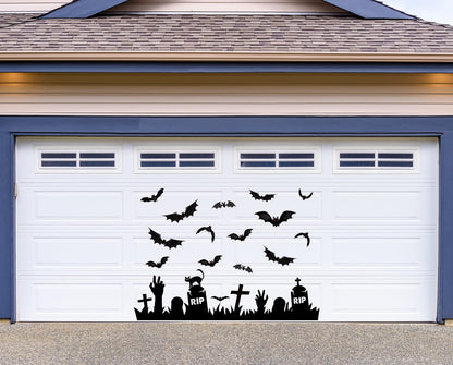 JarThenaAMCS 23Pcs Halloween Garage Decoration Magnet Tombstone Cross Bat Refrigerator Decals Black Magnetic Stickers for Party Home Door Car Dishwasher Decor