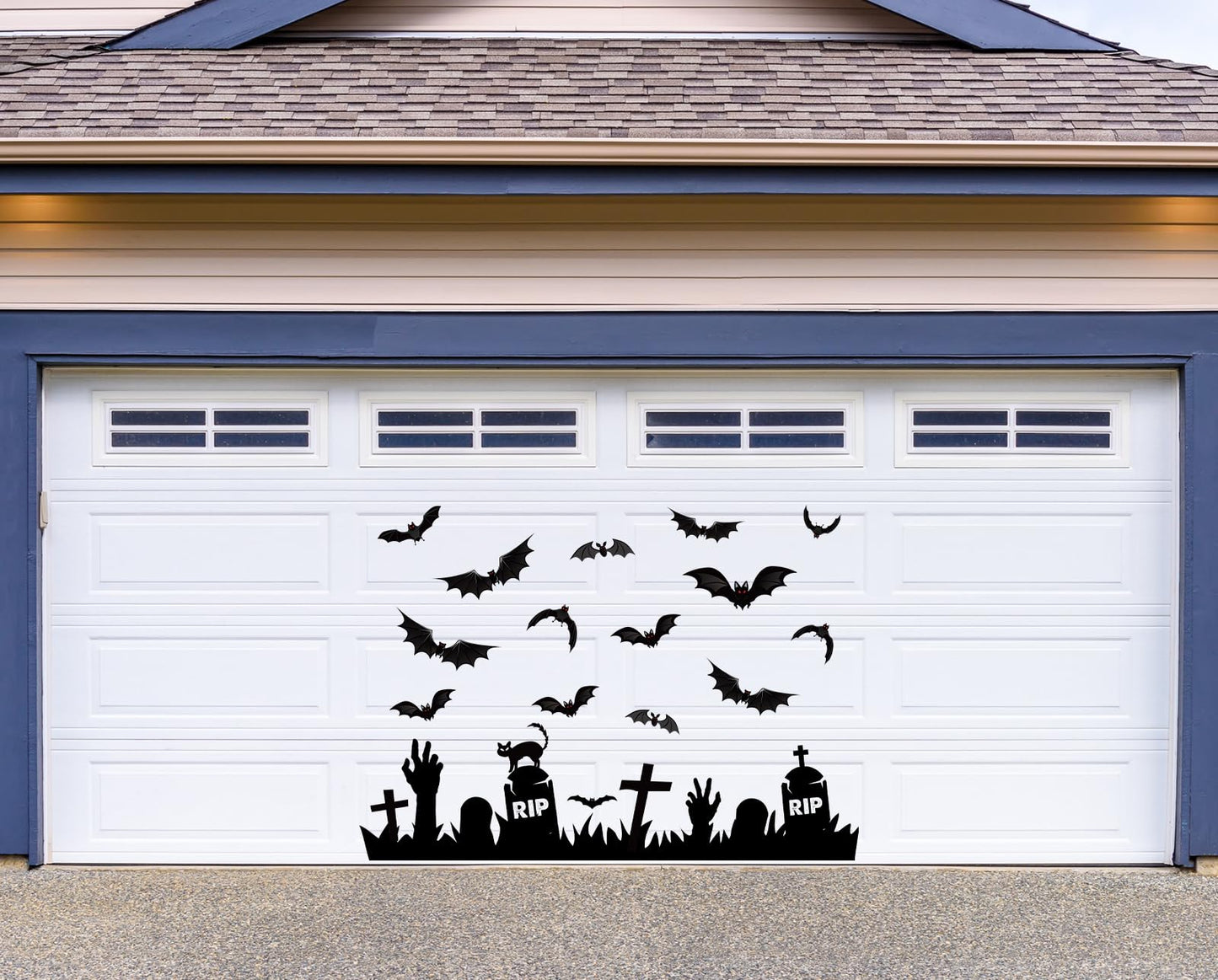 JarThenaAMCS 23Pcs Halloween Garage Decoration Magnet Tombstone Cross Bat Refrigerator Decals Black Magnetic Stickers for Party Home Door Car Dishwasher Decor