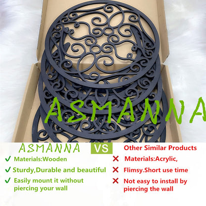 ASMANNA 5 Pieces Moon Decoration Wall Decoration Wooden Moon Phase Wall Hanging Bohemian Style Bedroom Home Wall Decor Bohemian Lunar Aesthetic Art for Bedroom Living Room Dorm Apartment Office(black)
