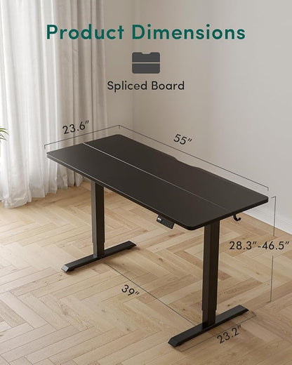 CubiCubi Electric Standing Desk, 55 x 24 Inches Height Adjustable Sit Stand Desk, Ergonomic Home Office Computer Workstation, Black