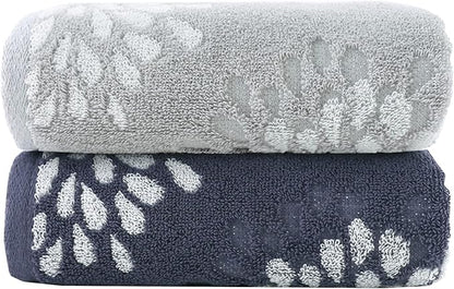 Pidada Hand Towels Set of 2 Hydrangea Floral Pattern 100% Cotton Absorbent Soft