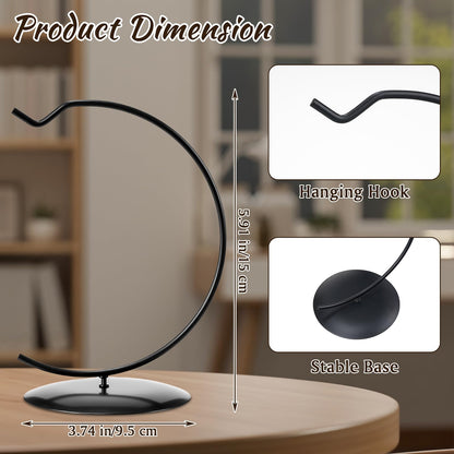 AceOrbit 24 Pcs Ornament Display Stand 6 Inch Iron Hanging Stand Christmas Ornament Hanger Holder Decoration Display Holder Hook for Glass Globe Air Plant Terrarium Table Decor (Black)