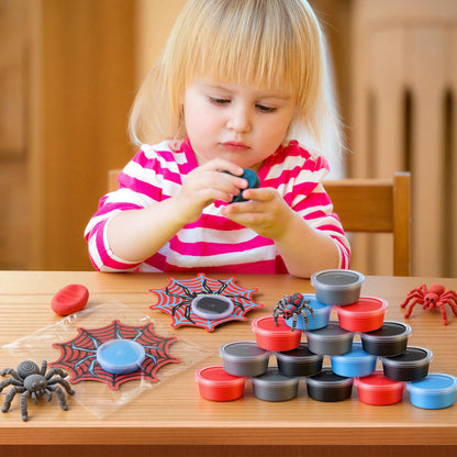 Tasdurian 24 Set Spider Party Favors for Kids Air Dry Modeling Clay DIY Spider Web Birthday Party Supplies Spiderweb Goodie Bags Stuffers Art Crafts Gifts Toy for Kids Boys Girls Prizes