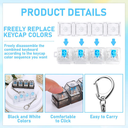 12 Pcs Keyboard Fidget Stress Relief Fidget Clicker Keyboards Set Clear Black Keyboard Decompression Button Stress Relief Gifts for Adults to Relieve Stresses Pass Time Party Favors