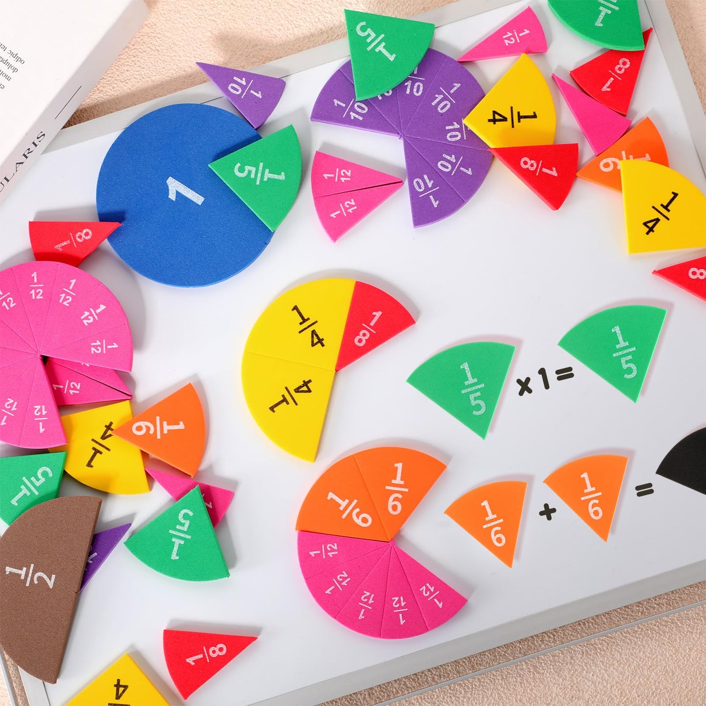 Sayglossy 10 Sets Fraction Set for Math Classroom Fractions Manipulatives Math Manipulatives for Home School Supplies (Circles)