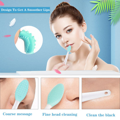 5PCS Silicone Scrubber Set, Lip & Face Cleansing Brush and 2PCS Exfoliating Face Brush for Men & Women